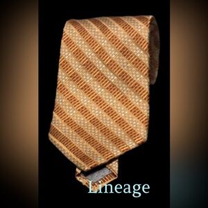 Vintage Gold and Burnt Orange Striped Silk Tie - LINEAGE